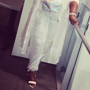 Sequined White Jogger Pant!
